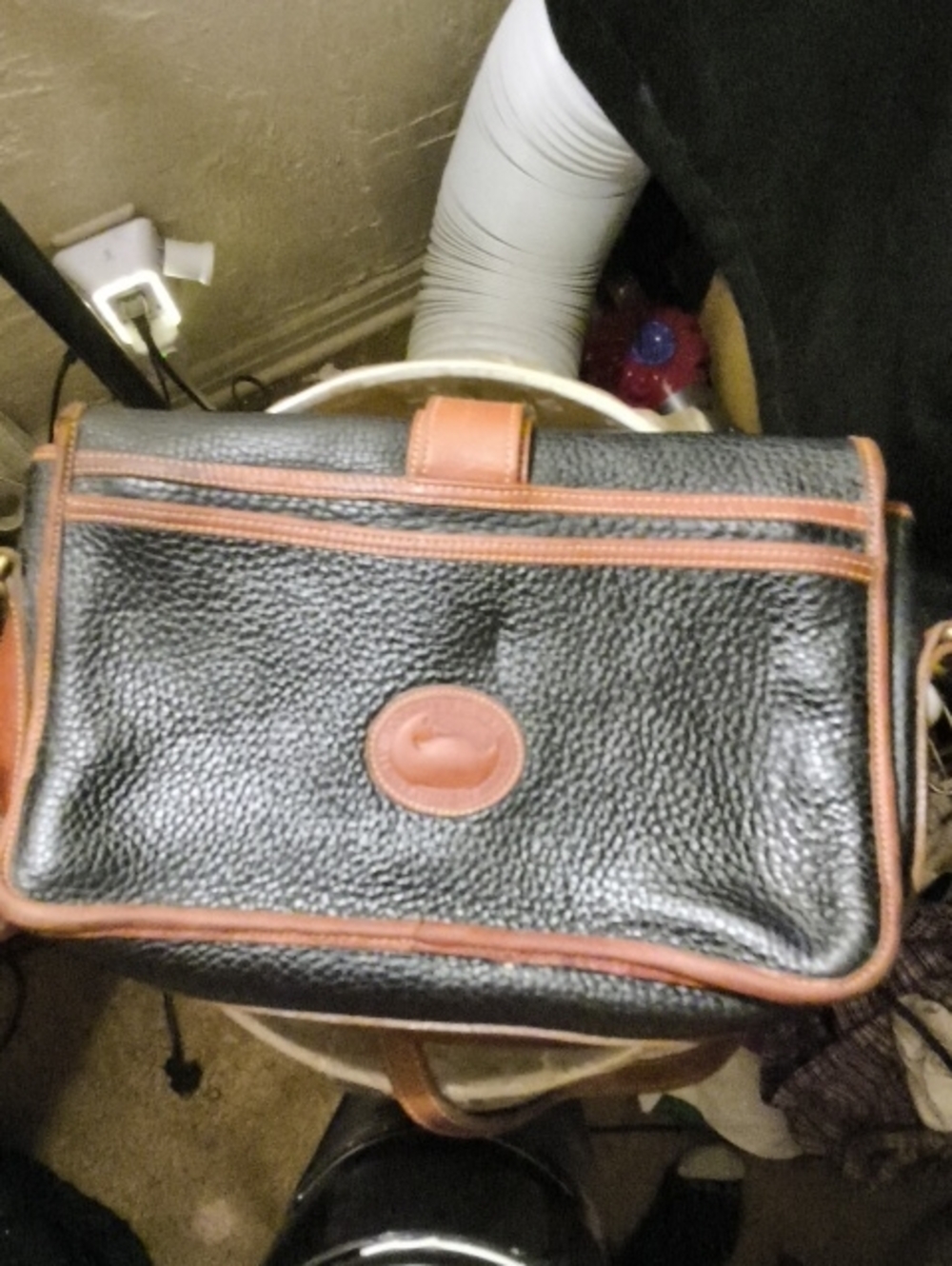 Classic Black and Brown Leather Shoulder Bag